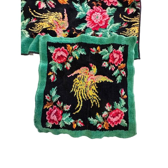 Vtg Indanthren Floral Bird Pattern Towel Textiles Set Cottagecore Country Chic - Picture 2 of 16